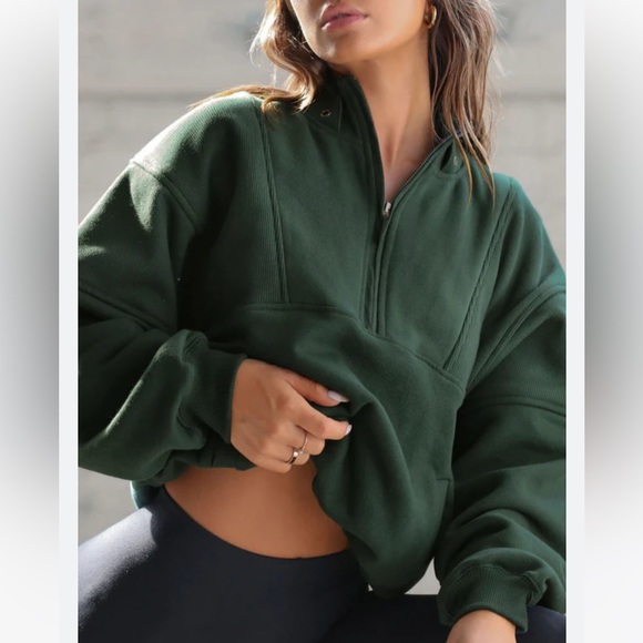 Joah Brown Retro half zip in pine - Picture 1 of 6